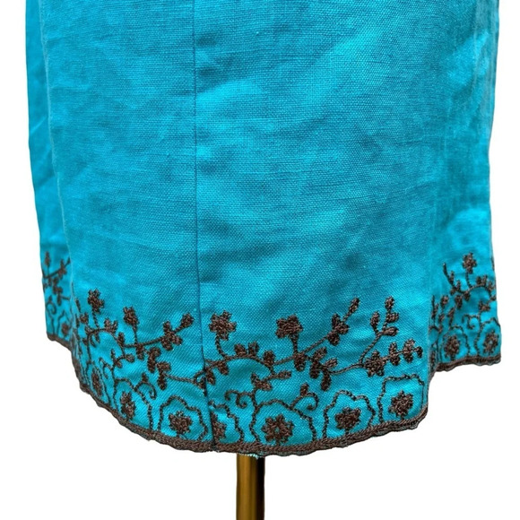 Donna Morgan NWT Blue Linen Beaded Midi Dress Size 12 - Picture 11 of 15